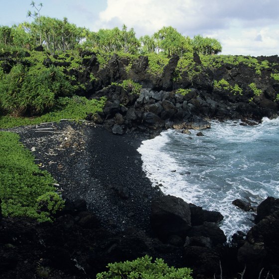Black Sand Beach can be accessed through Waianapanapa State Park in Maui.