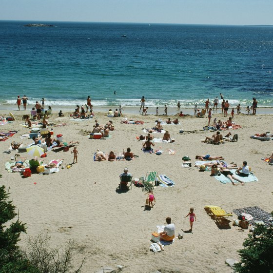 Relaxing on the beach at Bar Harbor, Maine