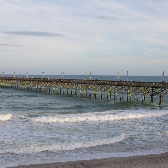 Surf City on Topsail Island contains a long pier jutting out into the Atlantic.