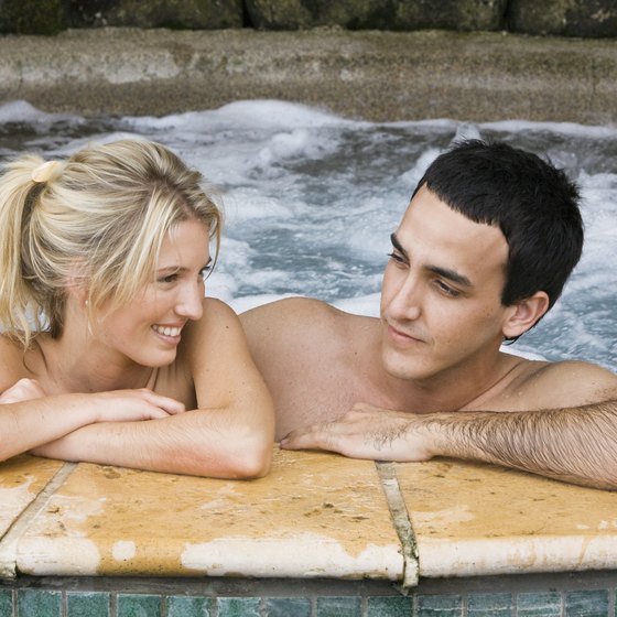 Hot tubs for two are among the amenities in honeymoon cabins in Eureka Springs.