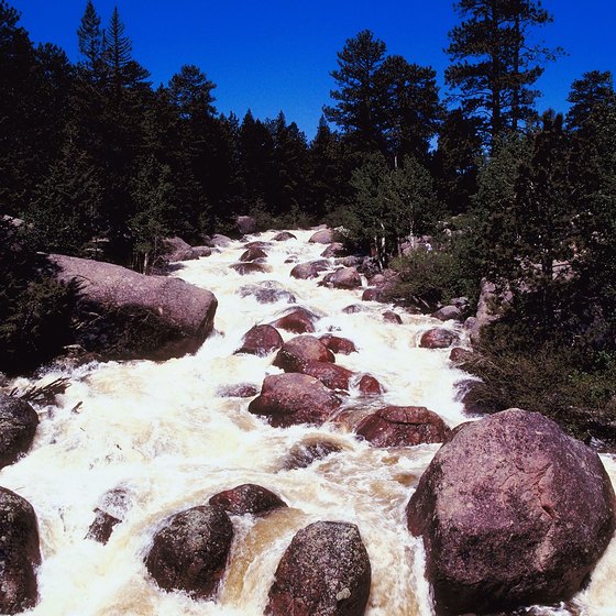 The Thompson River runs alongside the community of Drake, Colorado.