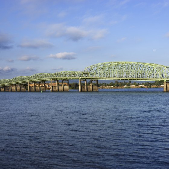 Camas lies on the northern banks of the Columbia River across from Portland, Oregon.