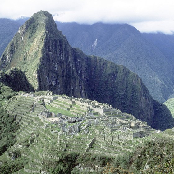 The ruins of Machu Picchu lie in the Peruvian Andes.