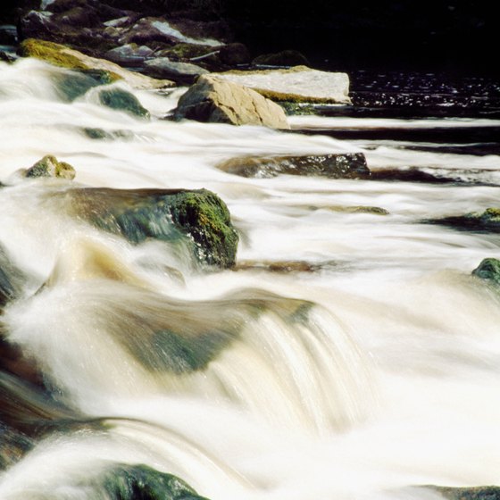 The Rocky Broad river is at the base of Chimney Rock.