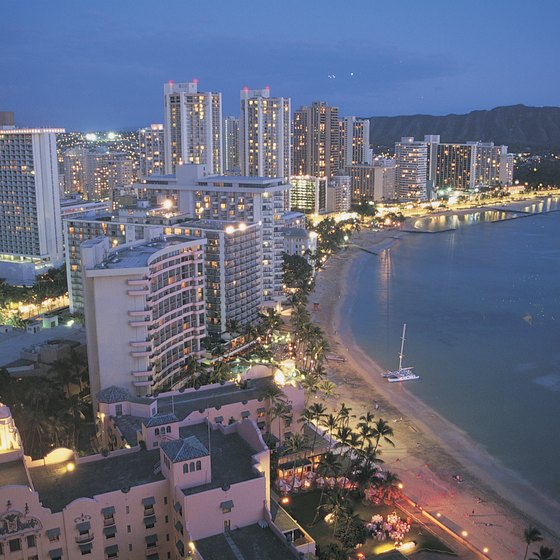 Waikiki Beach in Honolulu features plentiful dining options.