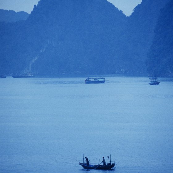 Ha Long Bay is a UNESCO World Heritage Site located in Vietnam's Gulf of Tonkin.