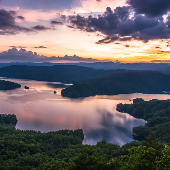 Waterfalls on Lake Jocassee, South Carolina