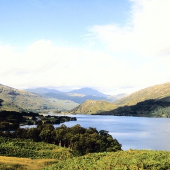Highlands surround Scotland's long, deep, freshwater lakes.