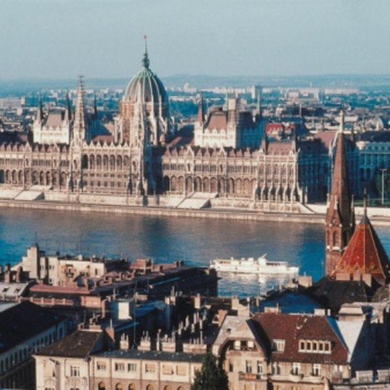 The Hungarian Parliament building on the River Danube.