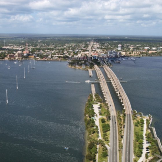 The western part of the Hubert Humphrey bridge in Titusville, Florida, passes over the Intracoastal.