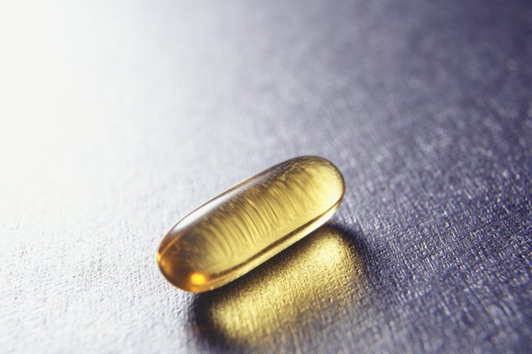 Vitamin E pill, (Close-up)