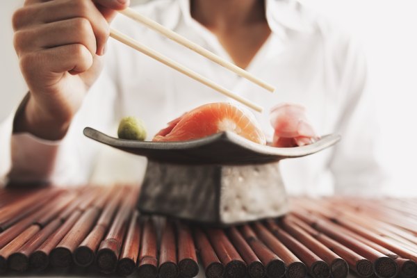 Man eating sushi