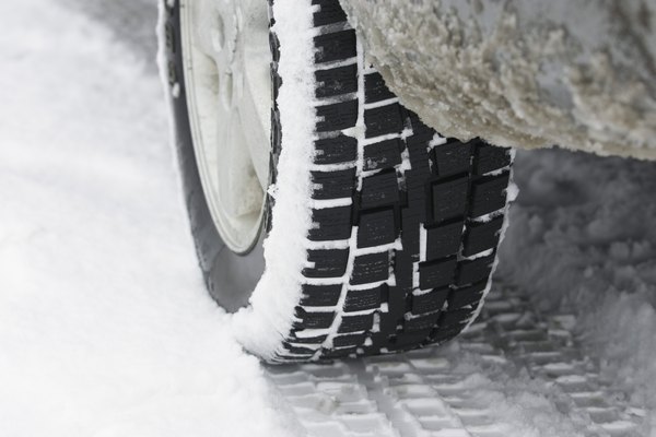 Car tire and snow