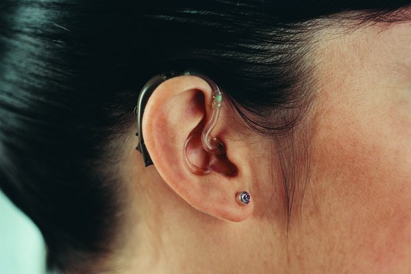 Close-up of Woman Wearing a Hearing Aid