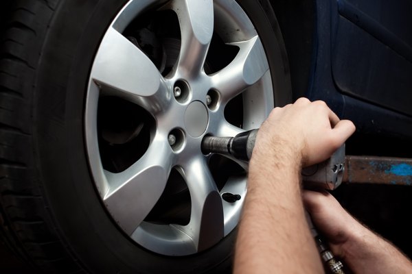 Changing wheel on car