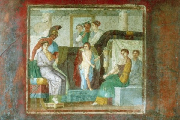 Obras de arte antiguas se dedicaron a los dioses, como este fresco que representa al dios Marte y la diosa Afrodita.