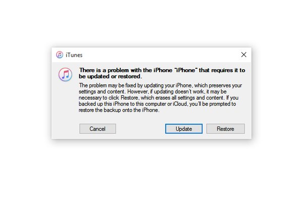 Ostrzeżenie o trybie odzyskiwania systemu iOS