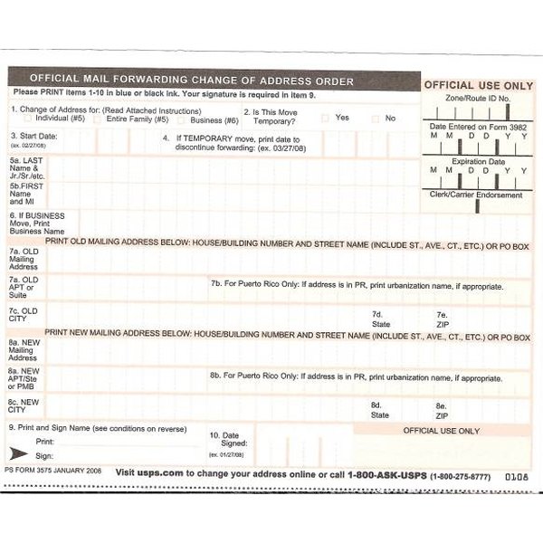 usps form for forwarding mail