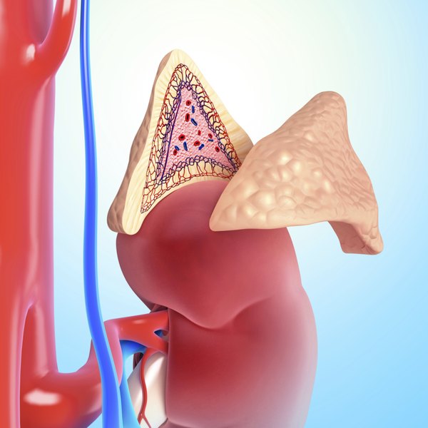 adrenal gland location