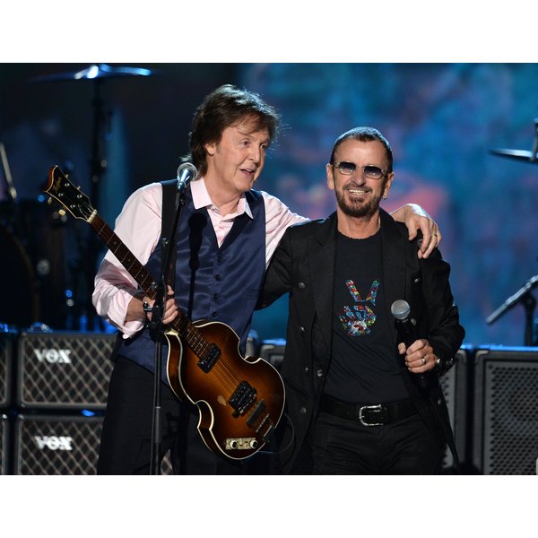 Paul with awesome waistcoat and Ringo