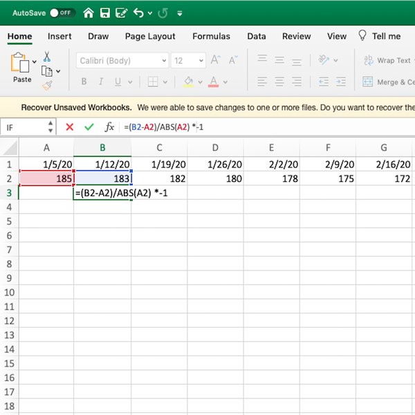 How to Calculate Weight Loss as a Percentage With Excel ...