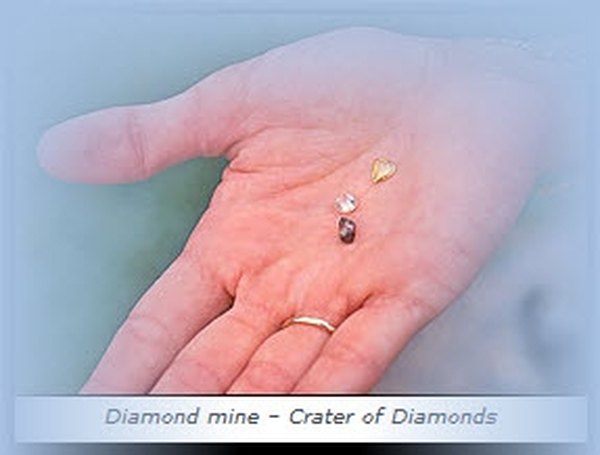 Diamond finds at the Crater of Diamonds in Arkansas. (courtesy Arkansas state park tourism)