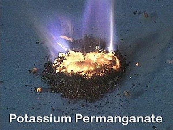 Potassium Permanganate burning by itself