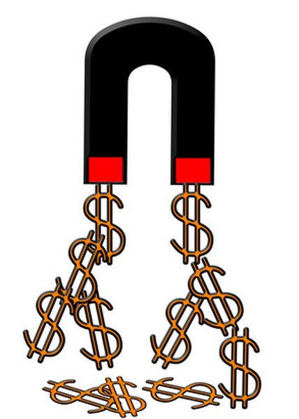 Photo Credit: magnet attracting dollar signs image by Steve Johnson from <a href='http://www.fotolia.com'>Fotolia.com</a> Children can have hours of fun studying the effects of magnetism.