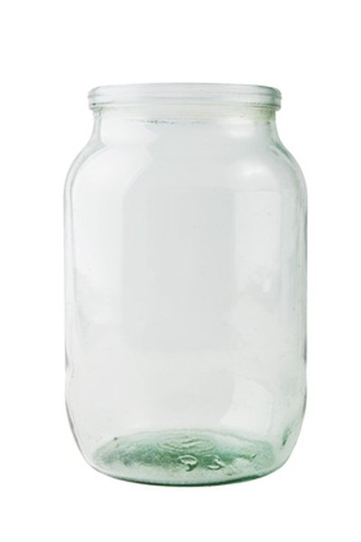 A clear glass jar works well for making rubber eggs.