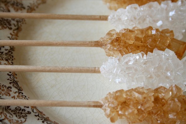 Close-up view of rock candy crystals.