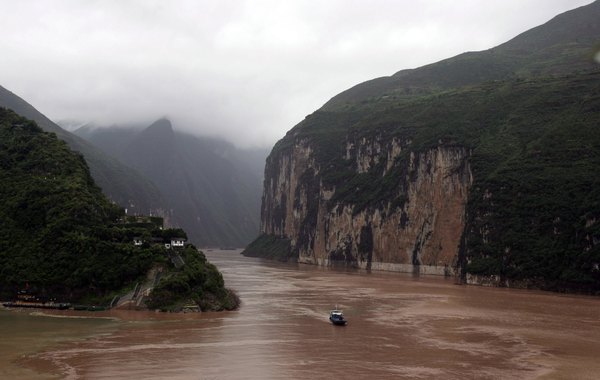 Scenery along the Yangtze River in China before construction of the Three Gorges Dam.