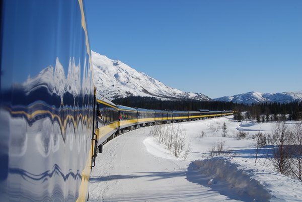 The Aurora carries you through icy central Alaska in comfort.