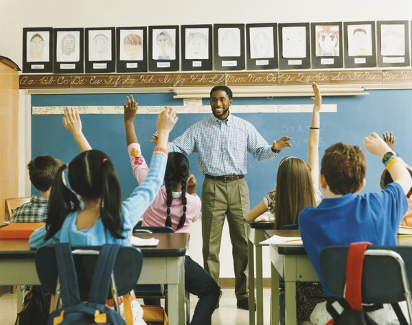 Elementary classroom with teacher.