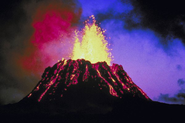 Lava explodes from the Kilauaea volcano in Hawaii.