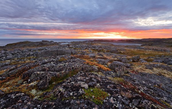 Tundra stripes formed around rocks