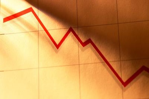 Rising and falling stock graphs show changes in price over time.