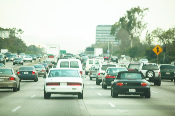 Cities with congested traffic have high amounts of ozone pollution.