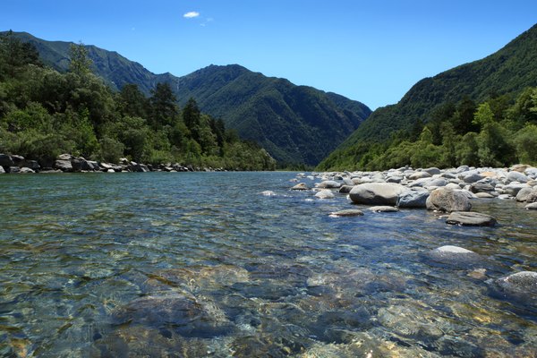 Rocks underneath a river