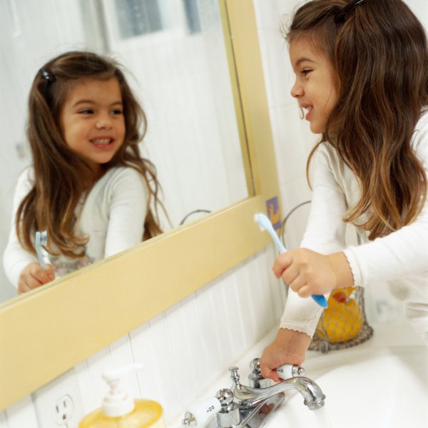 Turning water off while brushing teeth conserves water