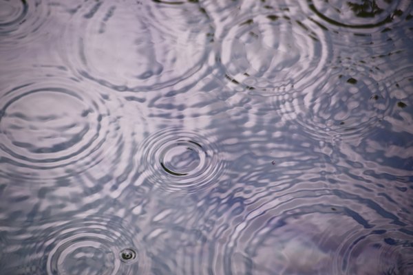 Raindrops on river