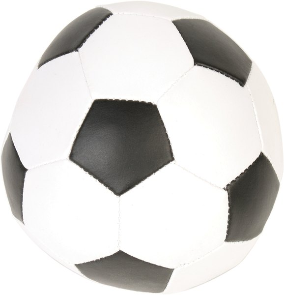 The black patches on a soccer ball are pentagonal in shape.