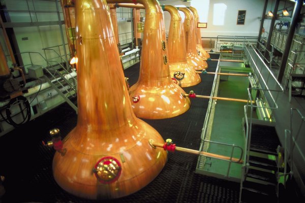 Distilleries often produce and distill liquors in metal kettles.