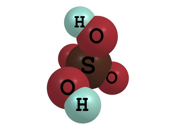 The two hydrogen atoms are released by sulfuric acid in aqueous solution and are transferred to water molecules.