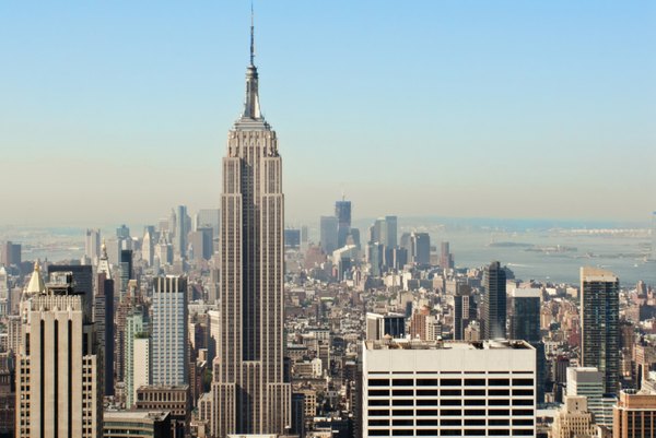 Wide shot of the Empire State Building in New York City.