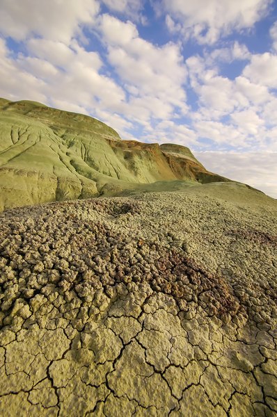 A close-up of erosion on a hillside.