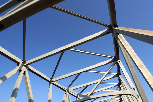 The steel beams of a bridge.