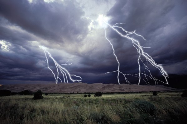 Lightning is a prime cause of grassland fires, along with human beings.