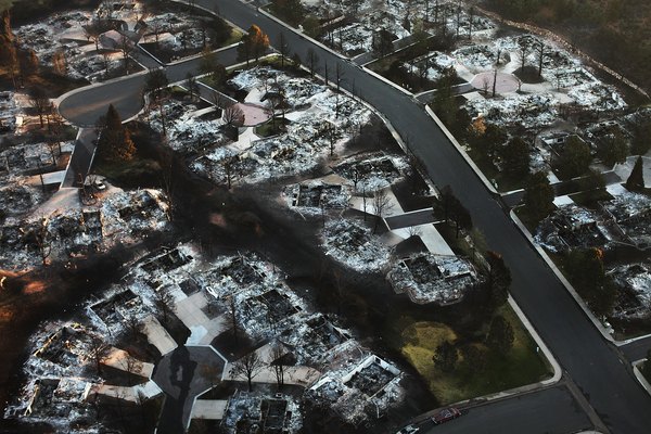 Homes destroyed by the Waldo Canyon fire are seen from the air in a neighborhood on June 30, 2012 in Colorado Springs, Colorado.