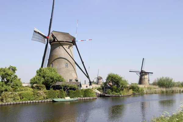 Drain mills pump water into irrigation canals.