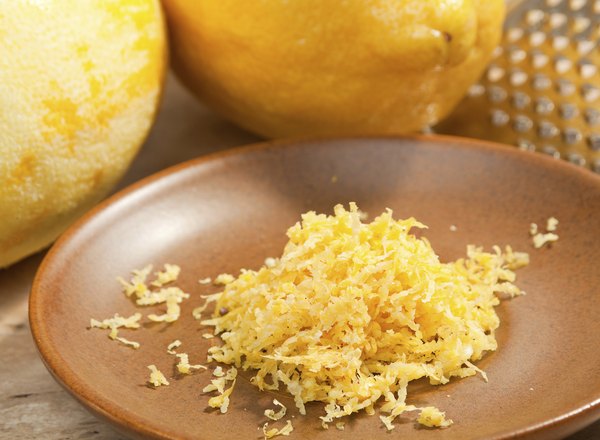 Lemon zest on a plate.